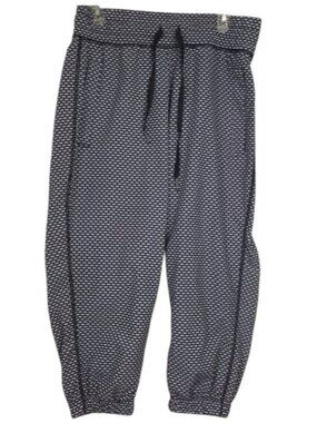 Pure & Simple Active NEW Crop Joggers Pants Zipper Pockets Drawcord Yoga Print